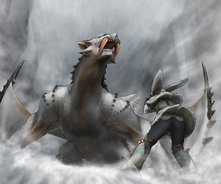 monster hunter and barioth (monster hunter and 1 more) drawn by yoshikawa_hazure