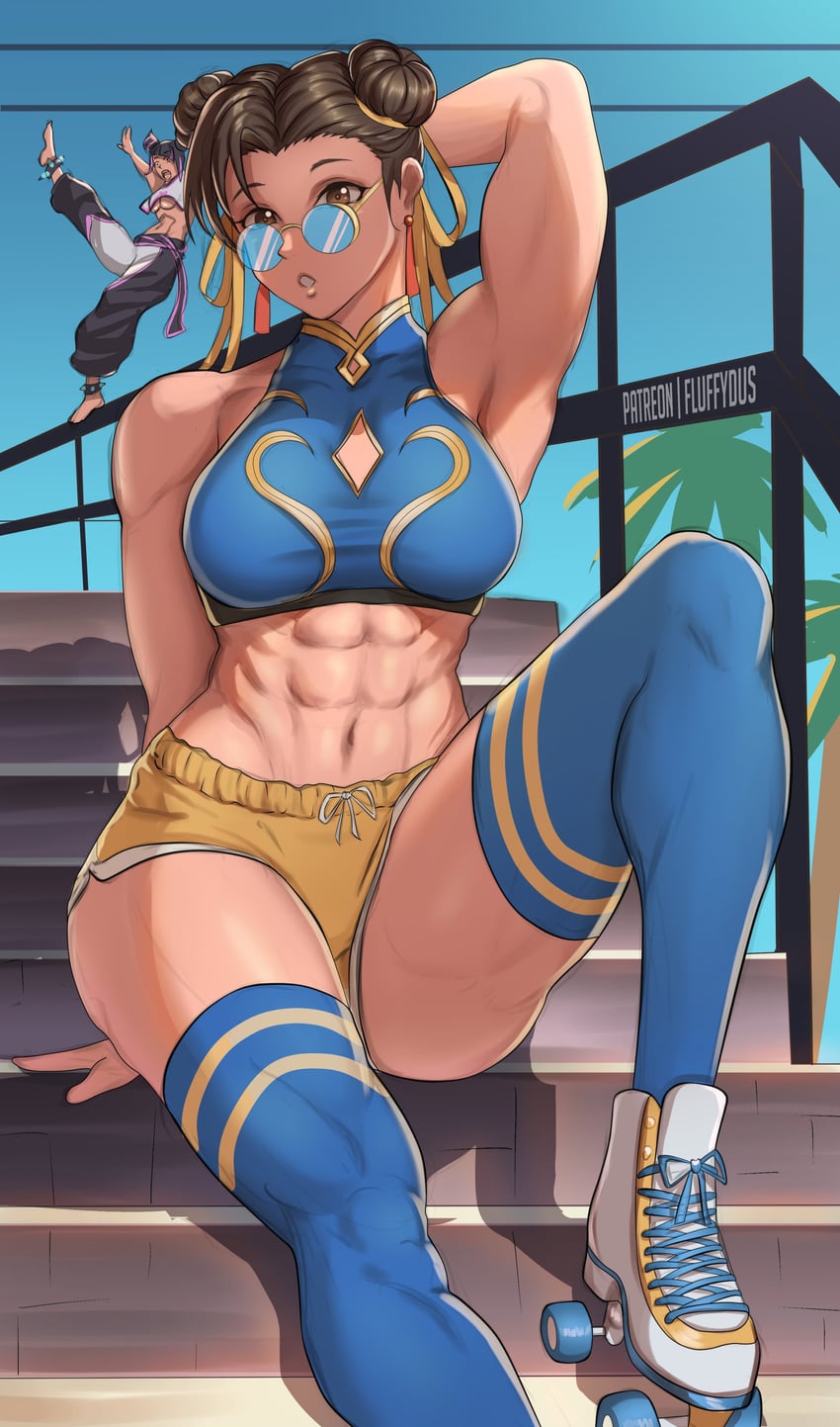 chun-li and han juri (street fighter) drawn by fluffydus