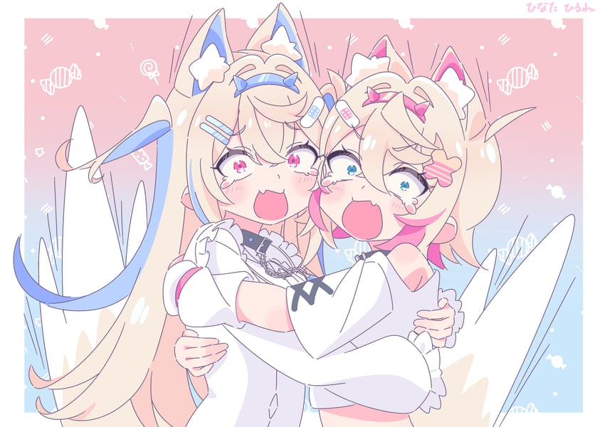 fuwawa abyssgard and mococo abyssgard (hololive and 1 more) drawn by hinata_hirune