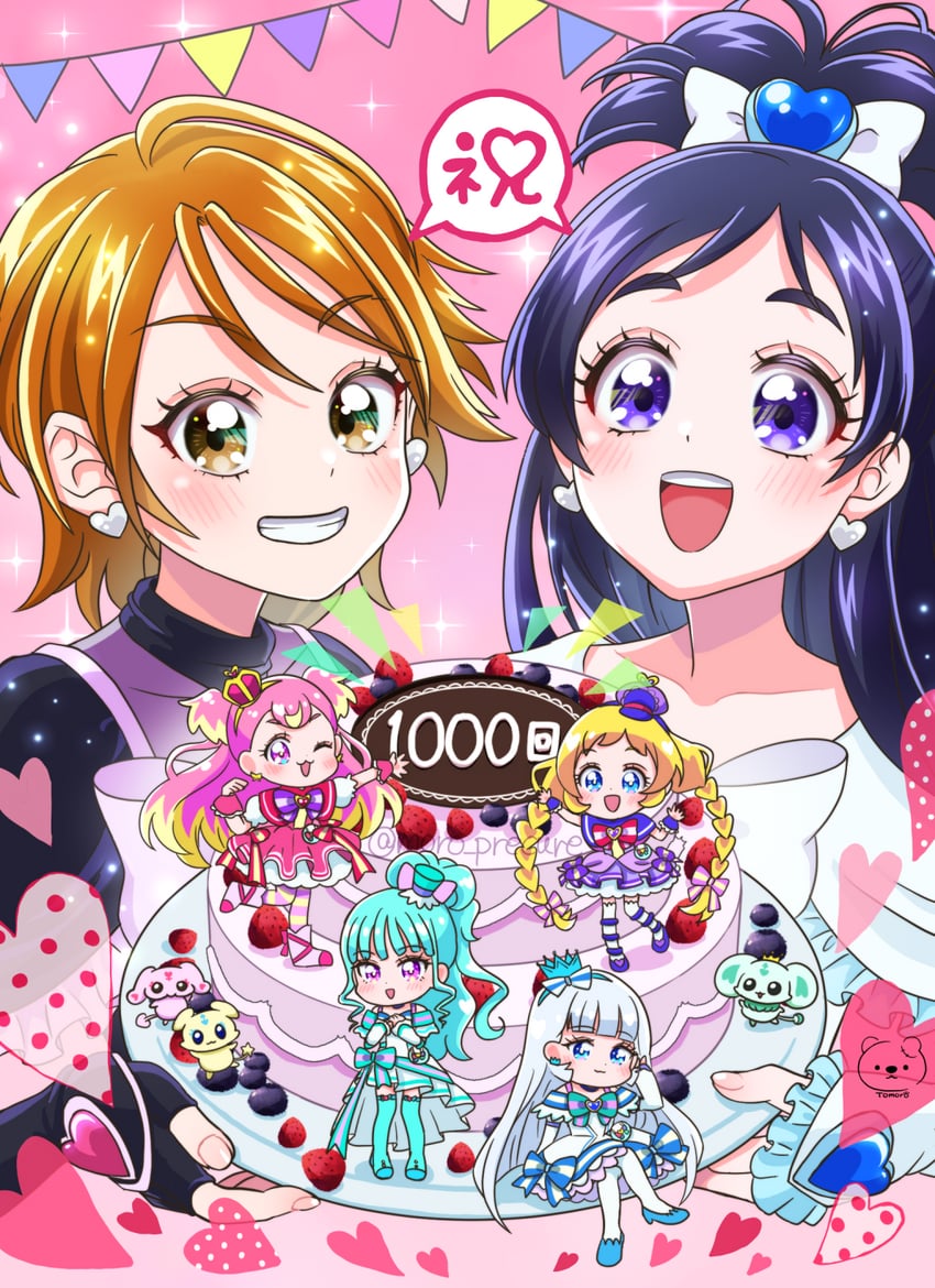 misumi nagisa, yukishiro honoka, cure black, cure white, nekoyashiki yuki, and 10 more (precure and 2 more) drawn by kepler and moro_precure