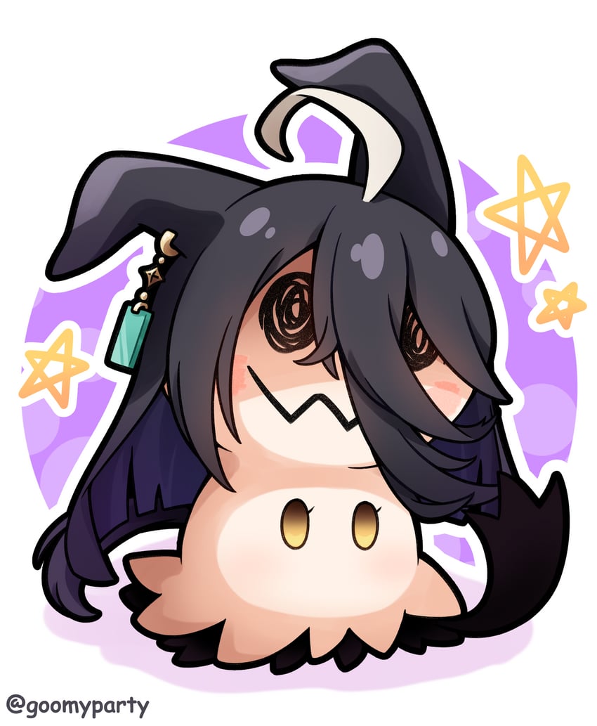 manhattan cafe and mimikyu (pokemon and 1 more) drawn by goom_(goomyparty)