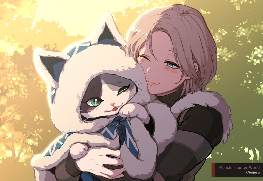 monster hunter and player palico (monster hunter and 1 more) drawn by imjayu