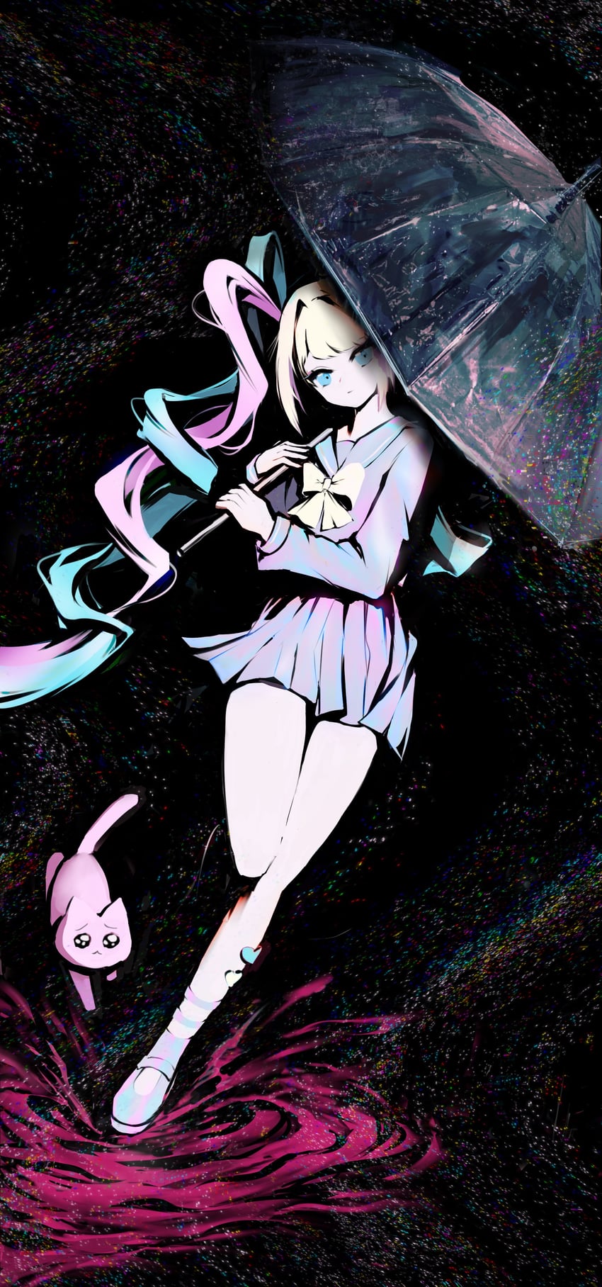 chouzetsusaikawa tenshi-chan and pien cat (needy girl overdose) drawn by moradunno