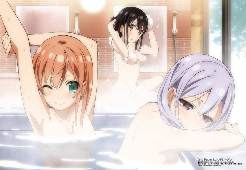 hanasaka yui, nanahashi minori, and amatsuki mashiro (megami magazine and 1 more) drawn by tani_takuya