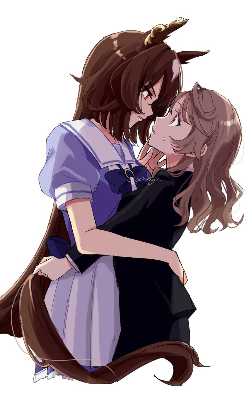 trainer, sirius symboli, female trainer, and shirohashi akari (umamusume) drawn by toji_(y2toj2)