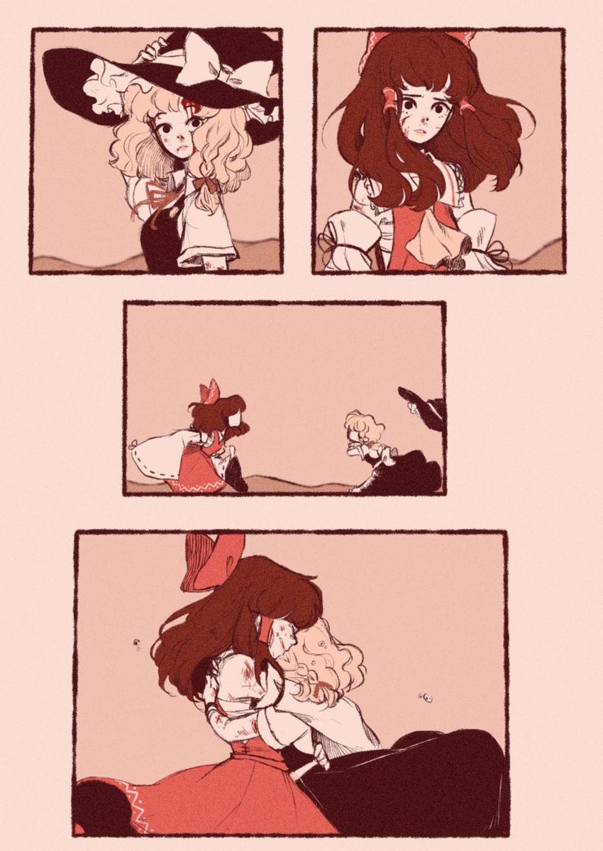 hakurei reimu and kirisame marisa (touhou) drawn by pixie_(milkywaypixies)