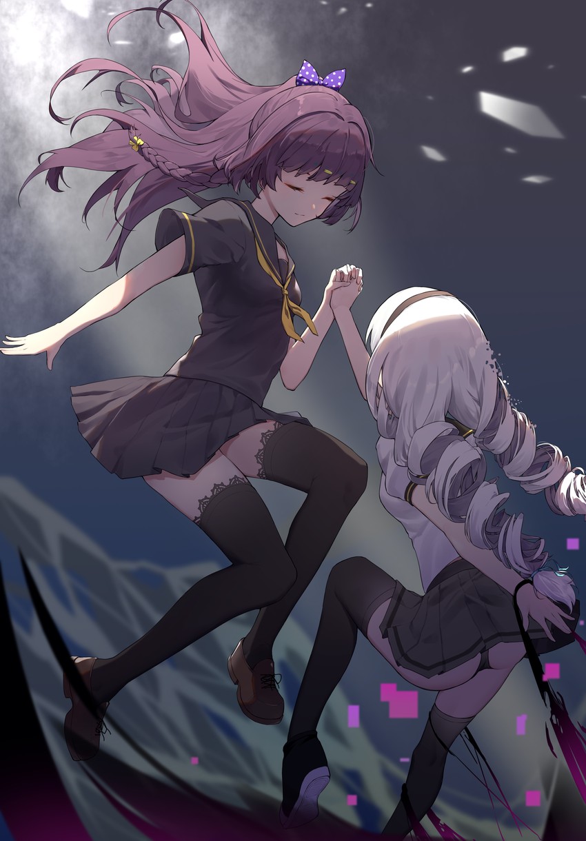 kiana kaslana and raiden mei (honkai and 1 more) drawn by shu_kunkuokuozi