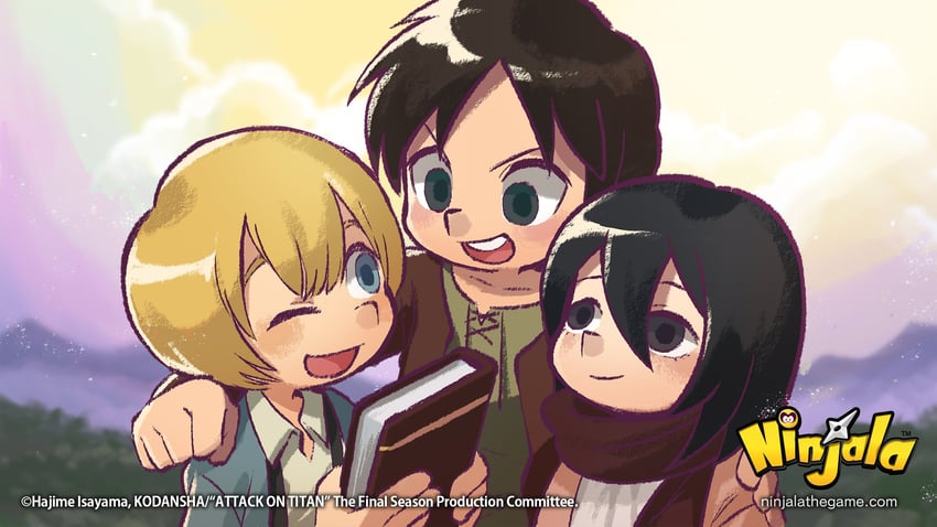 mikasa ackerman, eren yeager, and armin arlert (shingeki no kyojin and 2 more) drawn by rianti-wong