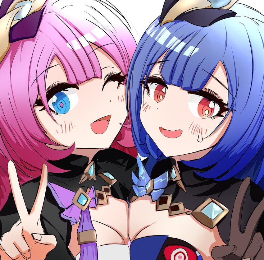 elysia and herrscher of corruption (honkai and 1 more) drawn by poruporu1211