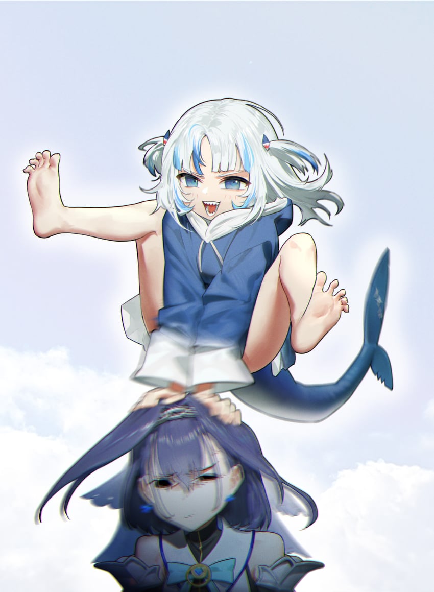 gawr gura and ouro kronii (hololive and 1 more) drawn by ghdwid