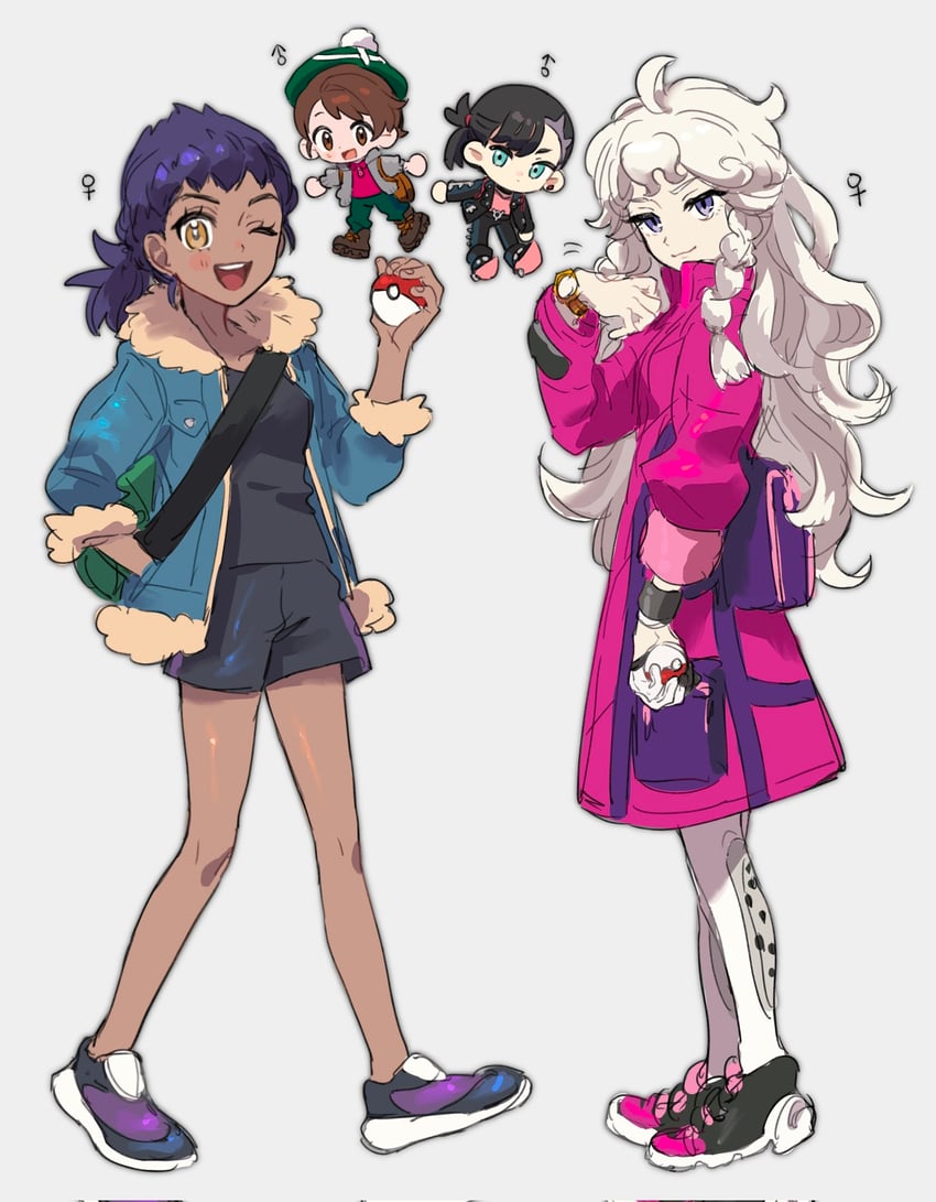 marnie, gloria, hop, and bede (pokemon and 1 more) drawn by fua1heyvot4ifsr