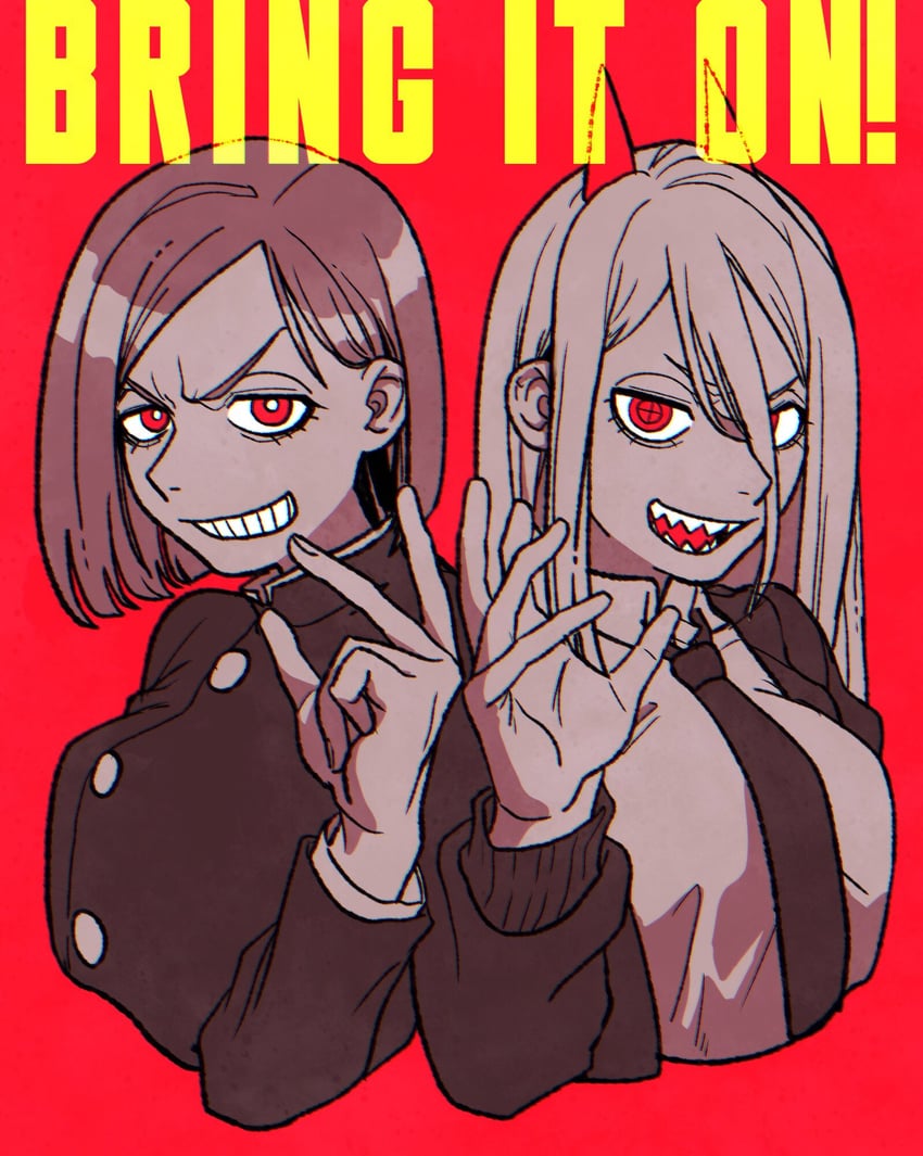 power and kugisaki nobara (chainsaw man and 1 more) drawn by drgryu750