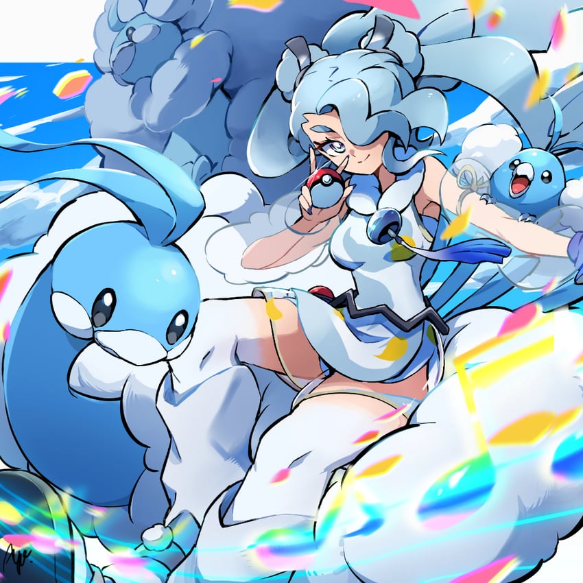 hatsune miku, altaria, swablu, flying miku, and mega altaria (pokemon and 2 more) drawn by ayo_(ayosanri009)