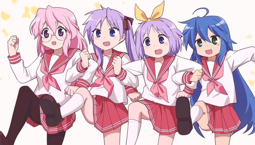 hiiragi kagami, izumi konata, hiiragi tsukasa, and takara miyuki (lucky star and 2 more) drawn by shangwu_l