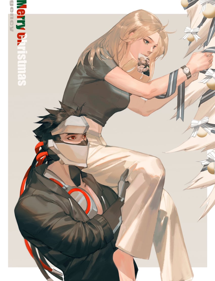 mercy, genji, and blackwatch genji (overwatch and 1 more) drawn by shadderfans