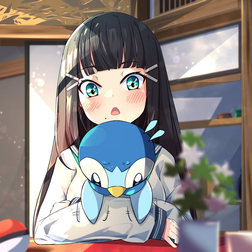 piplup and kurosawa dia (pokemon and 2 more) drawn by woruta_(soloistlist)