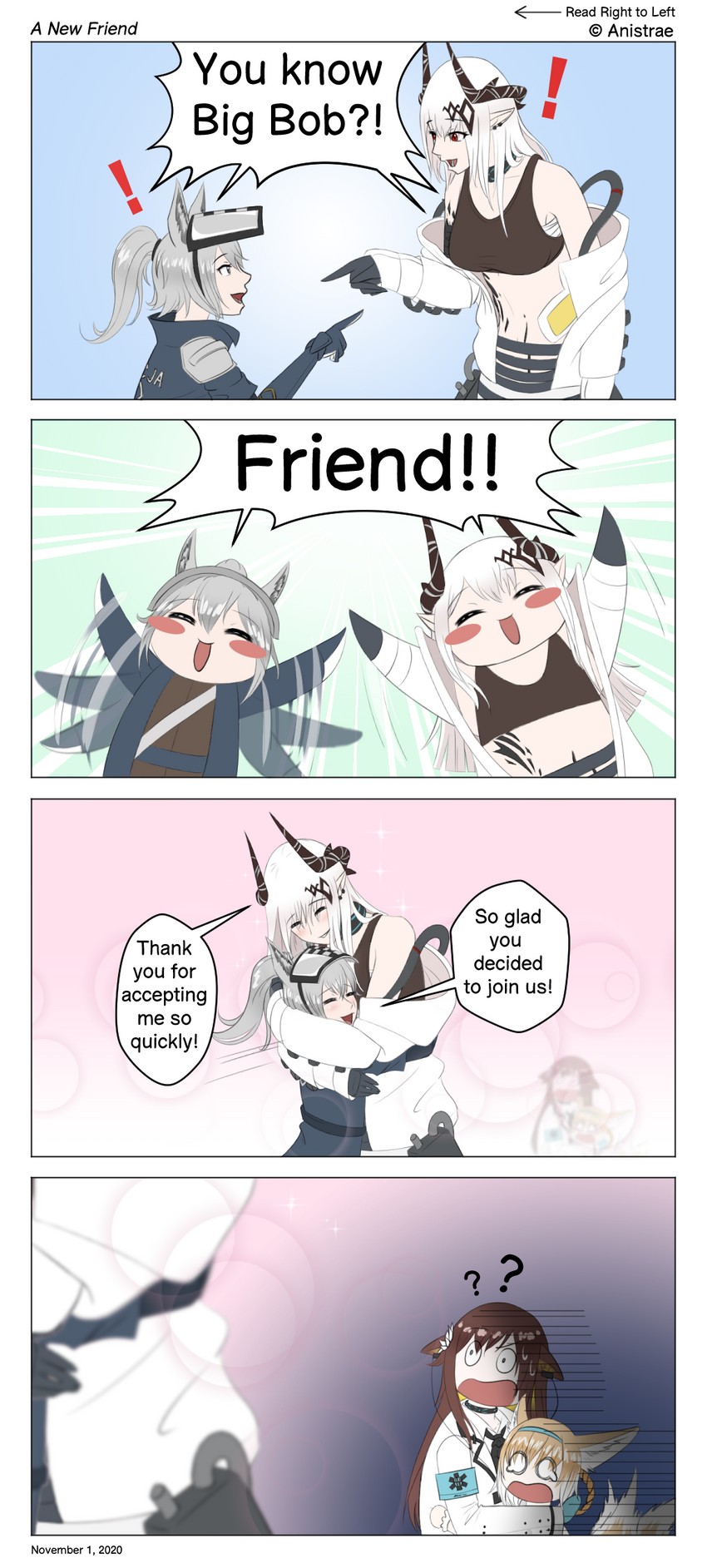 suzuran, mudrock, grani, and folinic (arknights) drawn by anistrae