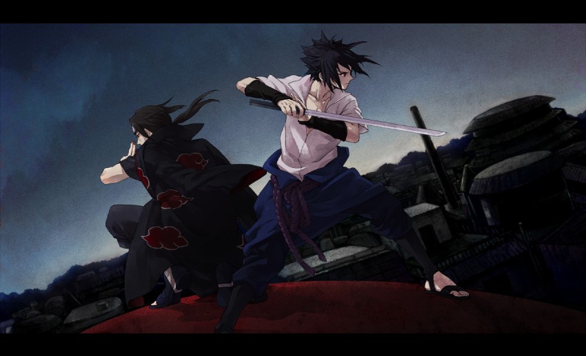 uchiha sasuke and uchiha itachi (naruto) drawn by shiga_(nattou_mo)