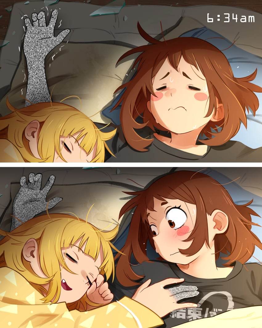 uraraka ochaco and toga himiko (boku no hero academia) drawn by khyle.