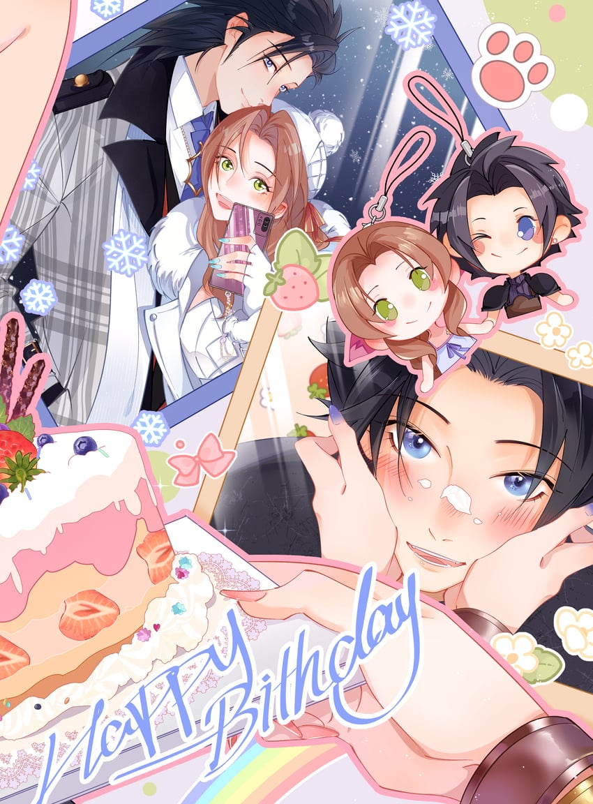 aerith gainsborough and zack fair (final fantasy and 3 more) drawn by mianmian741