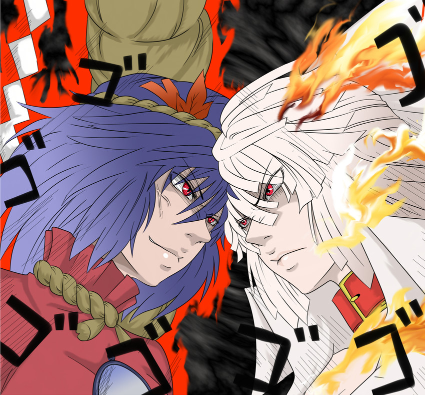 fujiwara no mokou and yasaka kanako (touhou) drawn by versapro