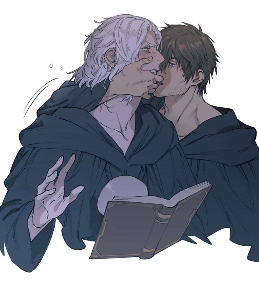 warrior of light and emet-selch (final fantasy and 1 more) drawn by 5altybitter5