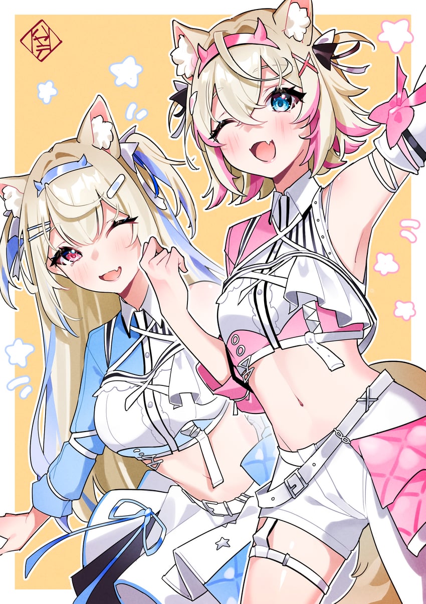fuwawa abyssgard and mococo abyssgard (hololive and 1 more) drawn by hayate_fish