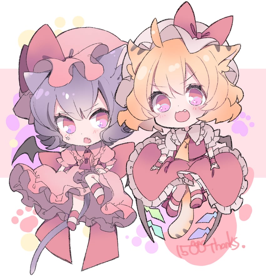 remilia scarlet and flandre scarlet (touhou) drawn by hall_jion