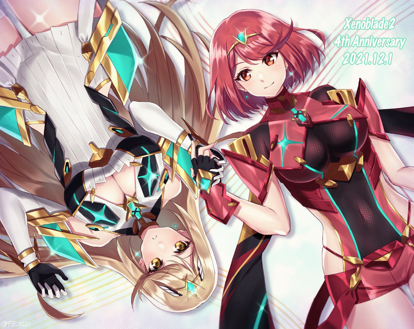 pyra and mythra (xenoblade chronicles and 1 more) drawn by shinae