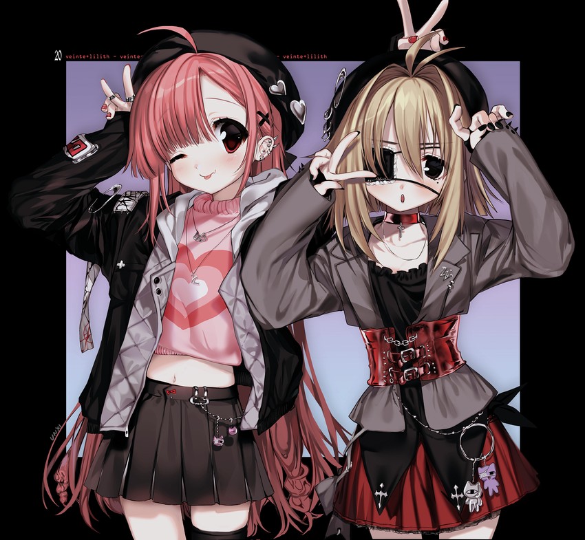 veinte, lilith, and lilith cat (original) drawn by unxi