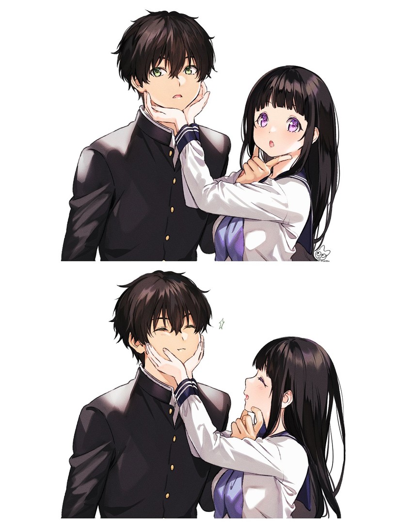 chitanda eru and oreki houtarou (hyouka) drawn by mery_(yangmalgage)