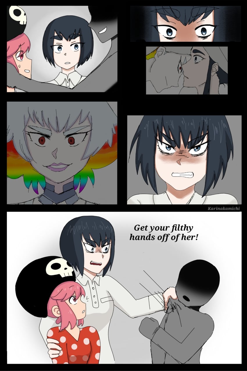 kiryuuin satsuki, jakuzure nonon, and kiryuuin ragyou (kill la kill) drawn by karinakamichi