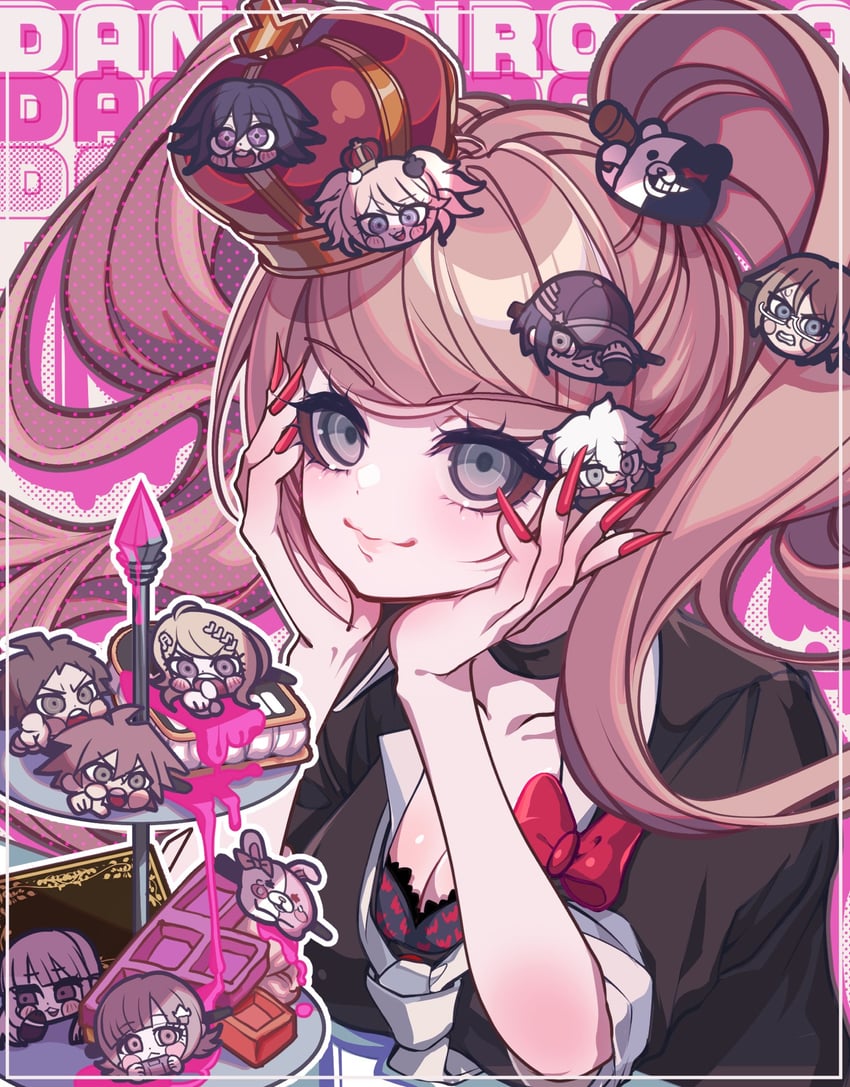 nanami chiaki, oma kokichi, saihara shuichi, komaeda nagito, hinata hajime, and 6 more (danganronpa and 1 more) drawn by nota_sayaka