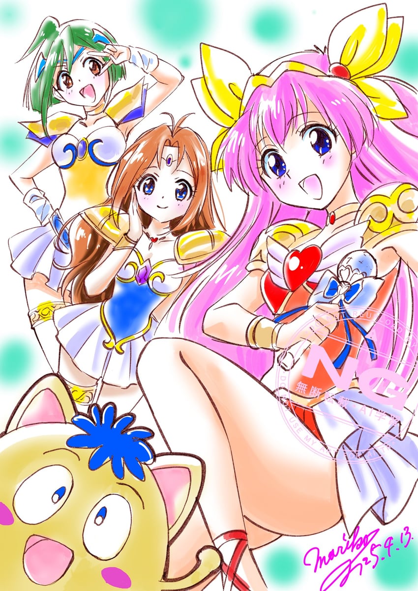 hanasaki momoko, wedding peach, tanima yuri, tamano hinagiku, angel lily, and 2 more (ai tenshi densetsu wedding peach) drawn by fujita_mariko