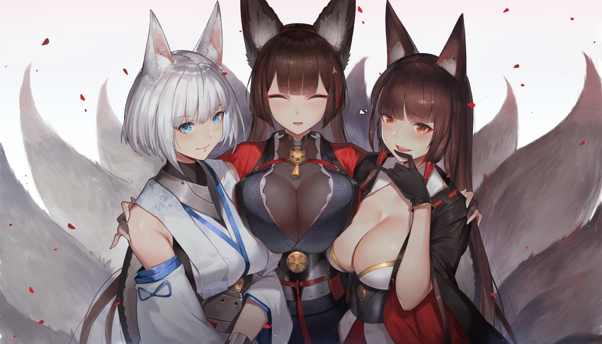 kaga, akagi, and amagi (azur lane) drawn by duan_henglong
