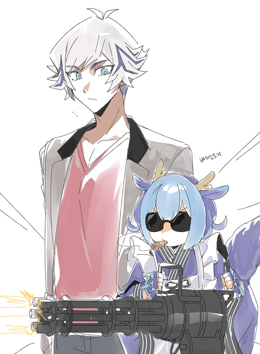 laundry dragonmaid and kogami ryoken (yu-gi-oh! and 1 more) drawn by 3_ma_me
