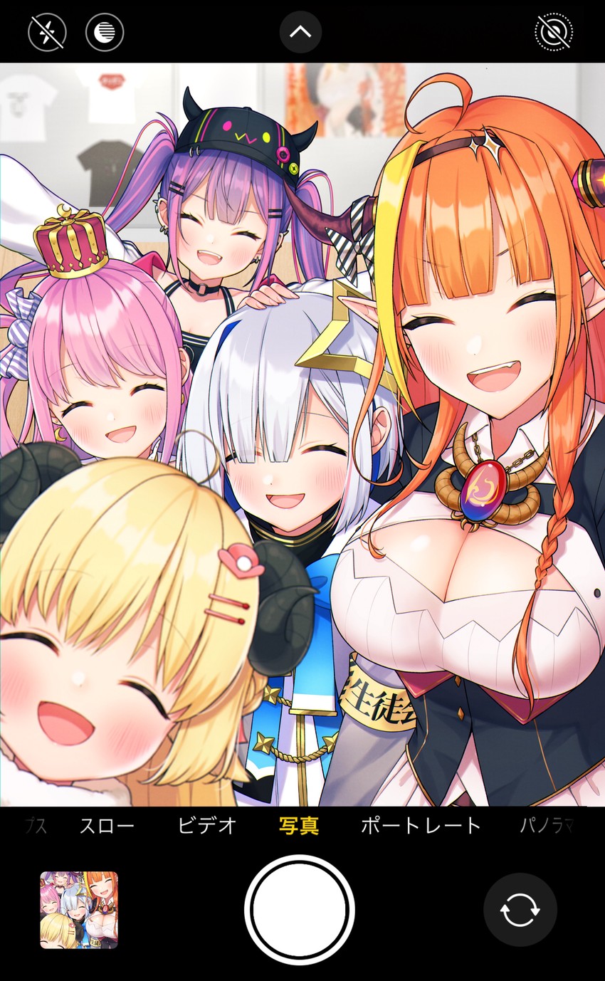 tokoyami towa, amane kanata, kiryu coco, tsunomaki watame, himemori luna, and 1 more (hololive) drawn by tomozu