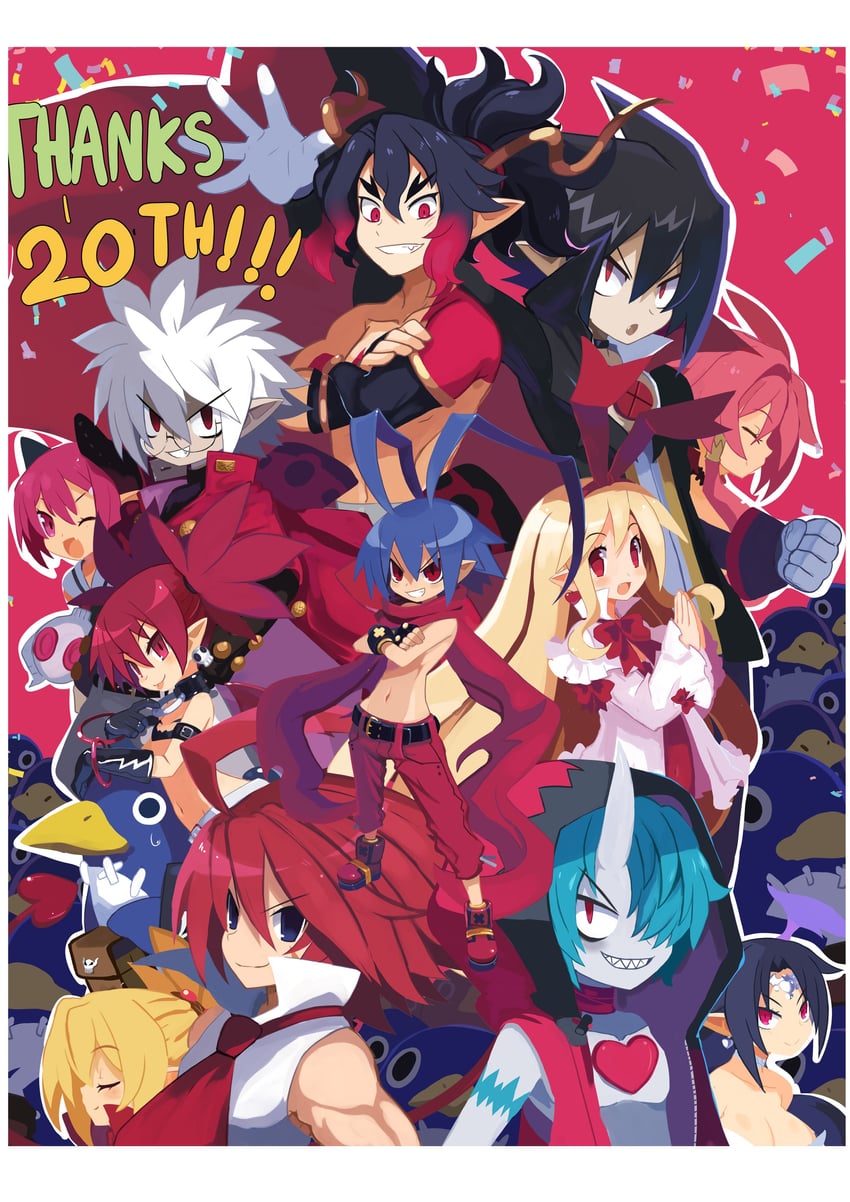 etna, prinny, flonne, laharl, rozalin, and 8 more (disgaea and 7 more) drawn by anini