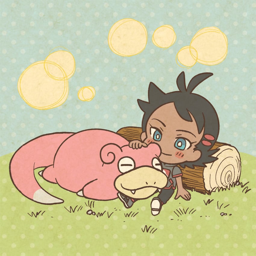 goh and slowpoke (pokemon and 1 more) drawn by mojacookie