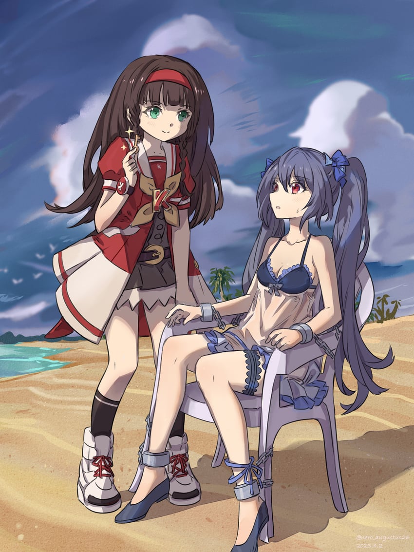 noire and k-sha (neptune and 1 more) drawn by nero_augustus