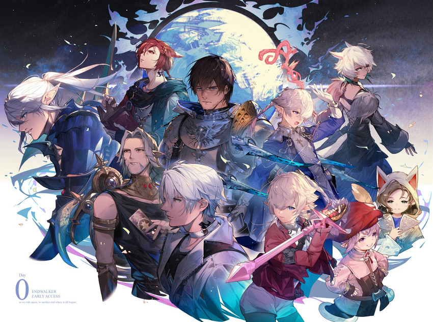 warrior of light, y'shtola rhul, g'raha tia, adventurer, paladin, and 8 more (final fantasy and 1 more) drawn by lirica