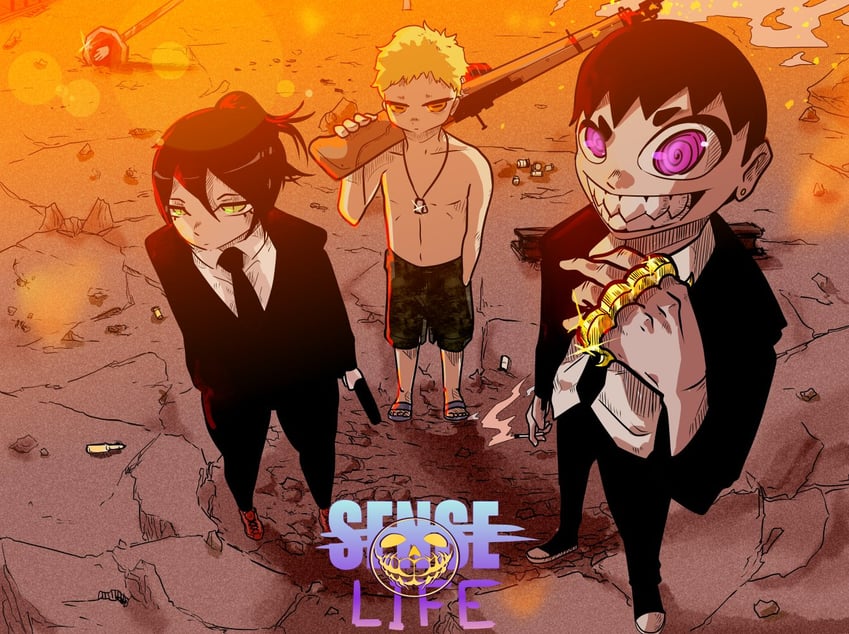 kaleb, noah, and mortuus (sense life) drawn by glitch_tellend