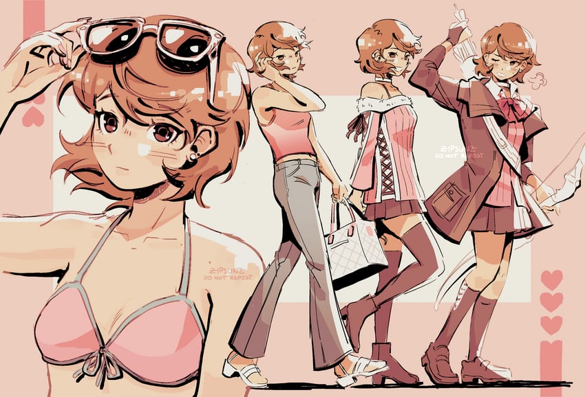 takeba yukari (persona and 2 more) drawn by zipsunz