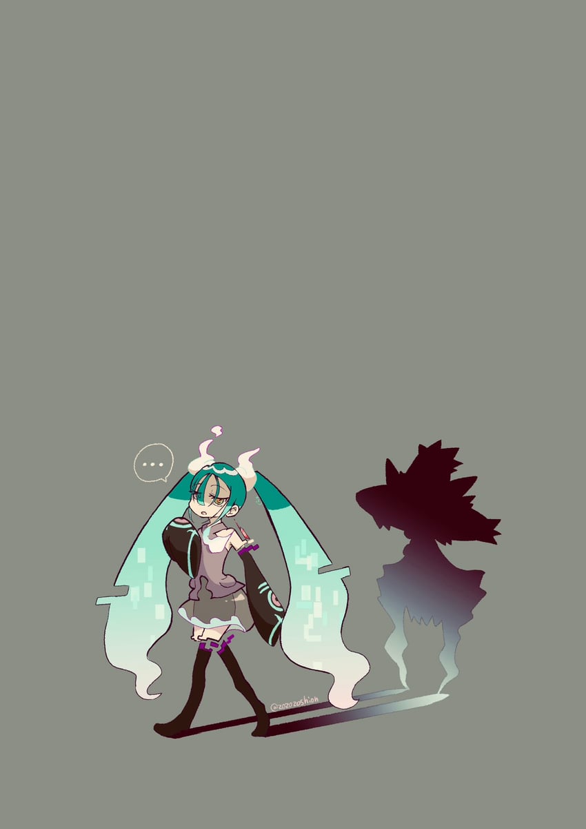 hatsune miku, mismagius, and ghost miku (pokemon and 2 more) drawn by zozozoshion