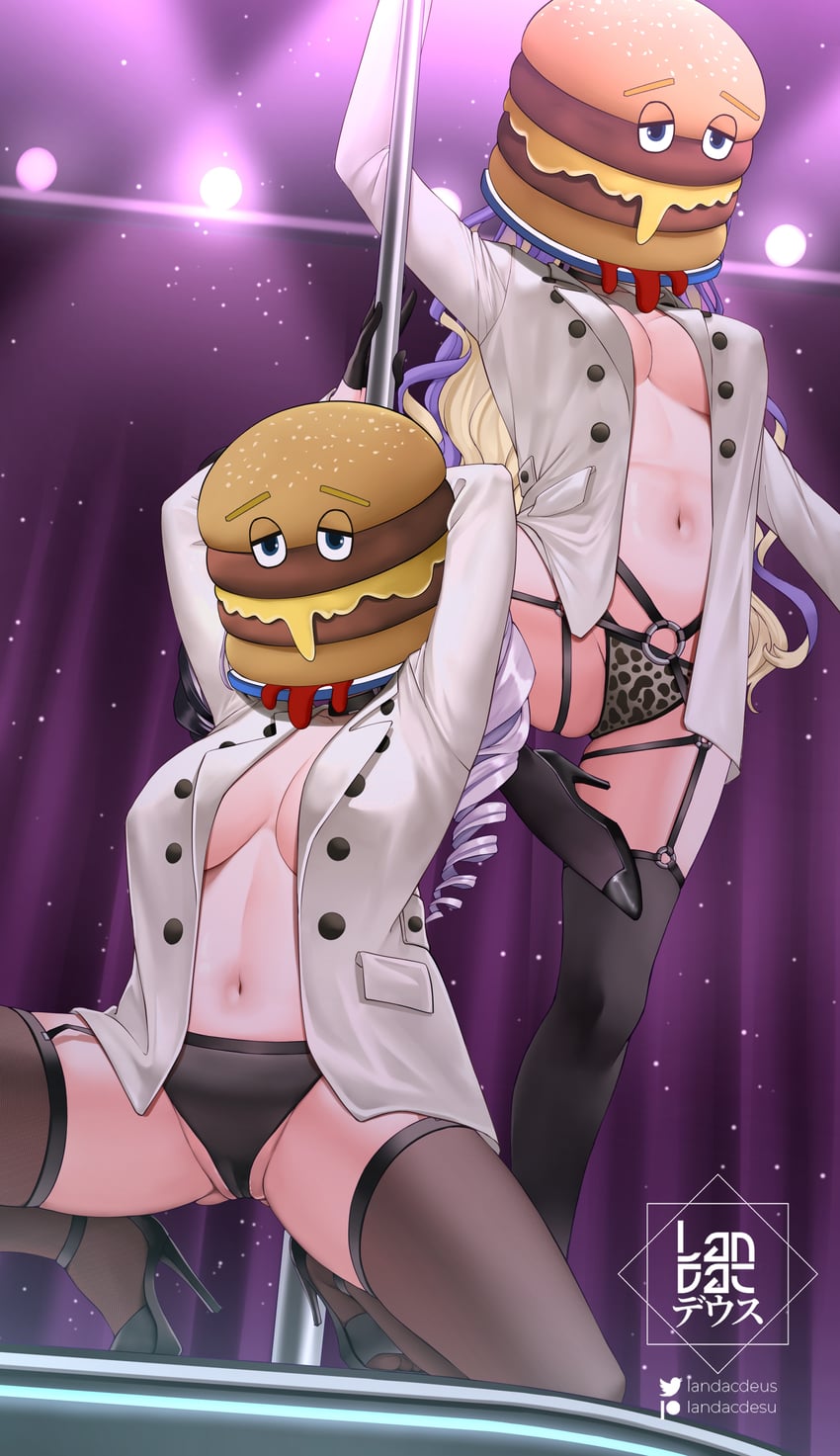 moona hoshinova and pavolia reine (hololive and 2 more) drawn by landacdeus
