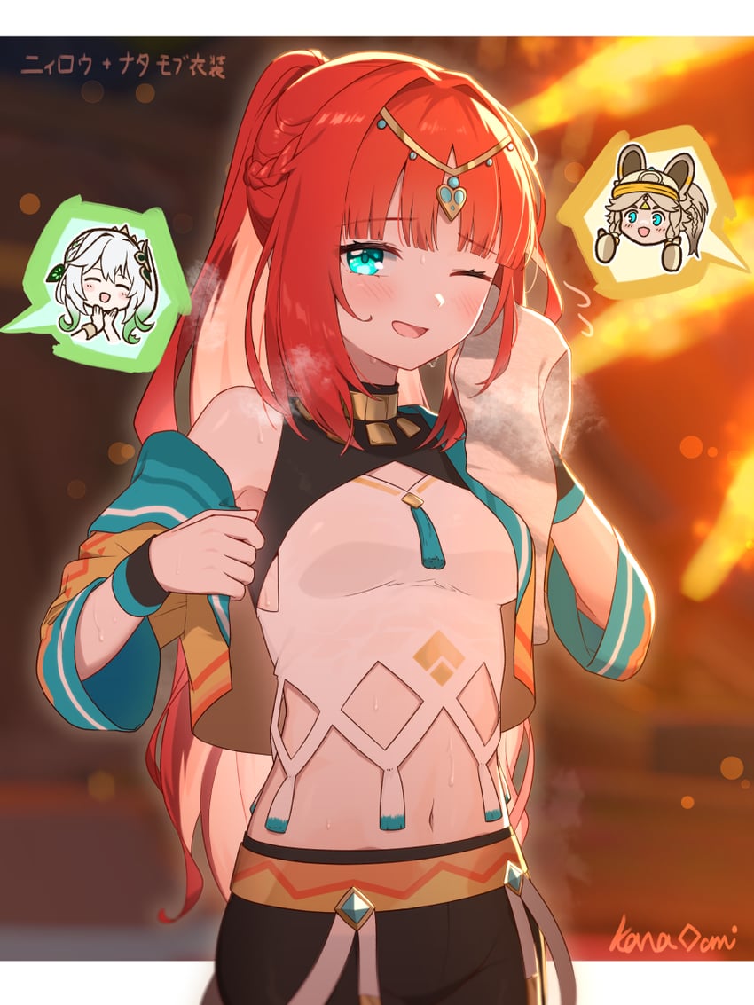 nahida, nilou, and kachina (genshin impact) drawn by kana_ami