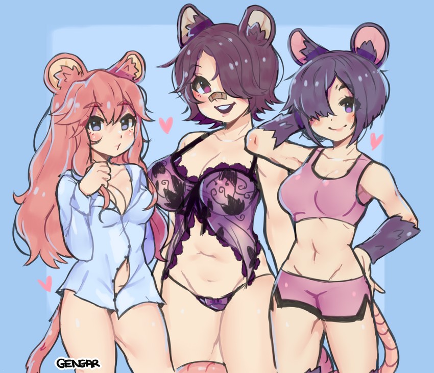 dormouse, large mouse, dellu, vellu, and nellu (original and 1 more) drawn by pinkgengar