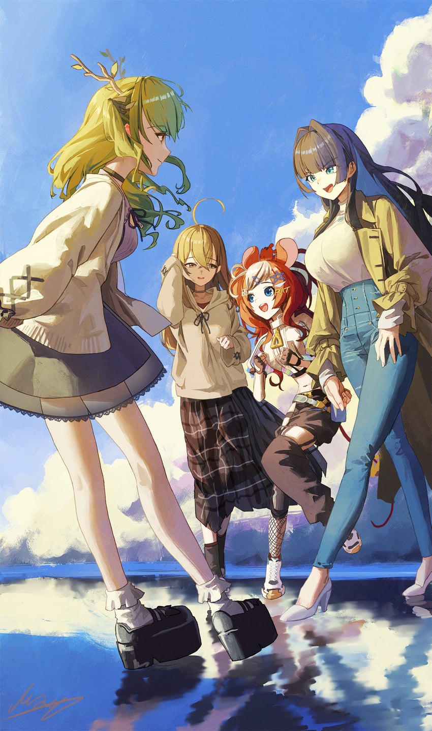 ouro kronii, nanashi mumei, hakos baelz, ceres fauna, and mr. squeaks (hololive and 1 more) drawn by m.q_(mqkyrie)