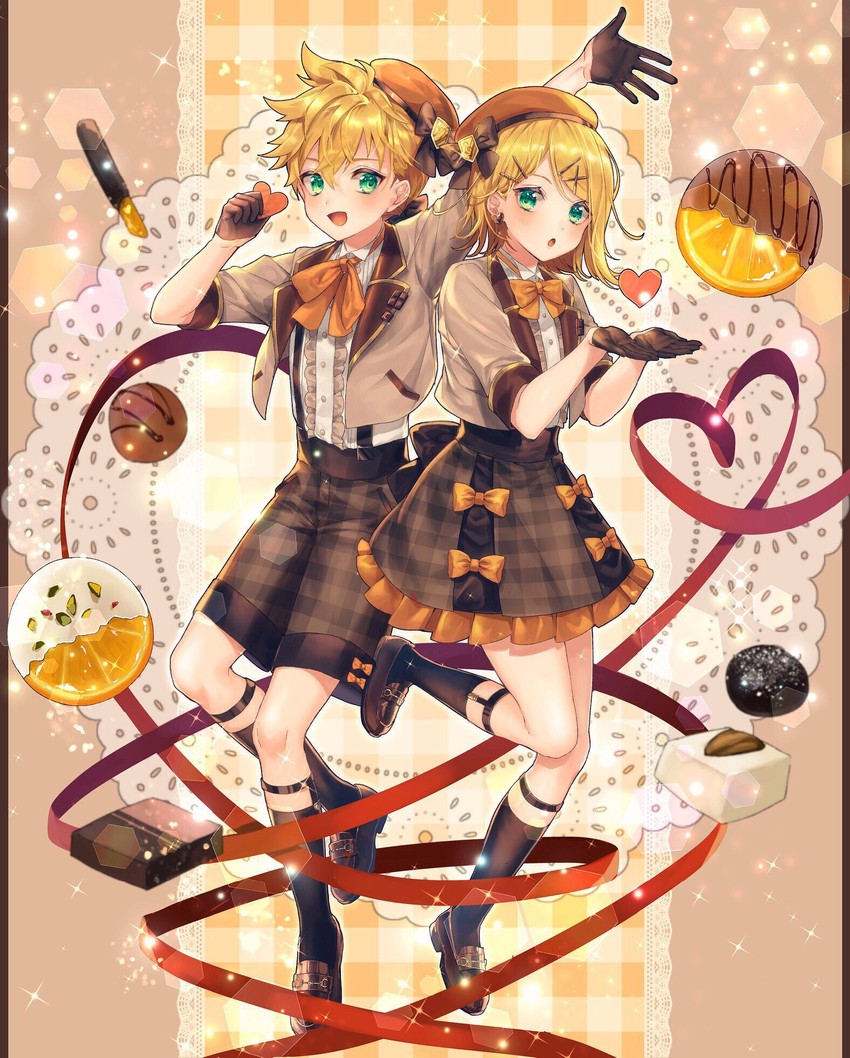 kagamine rin and kagamine len (vocaloid) drawn by shinotarou_(nagunaguex)