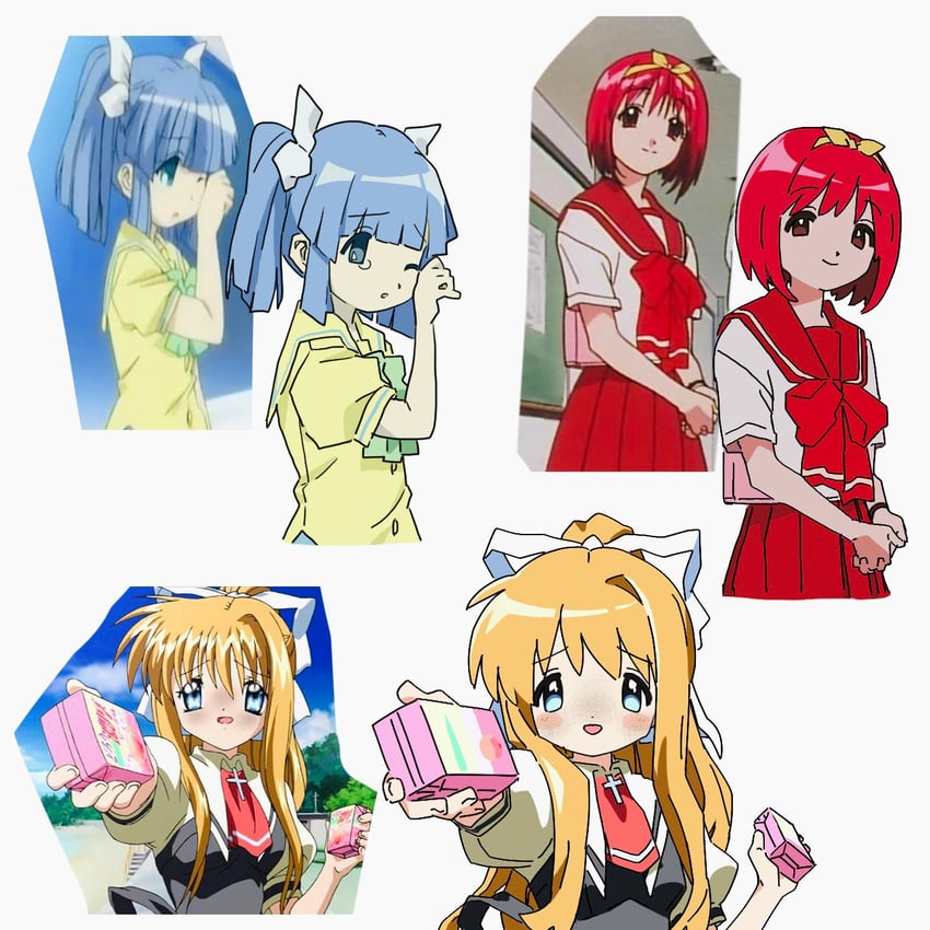 kamio misuzu, kamigishi akari, and suzuki sayaka (air and 2 more) drawn by mill_gyunu